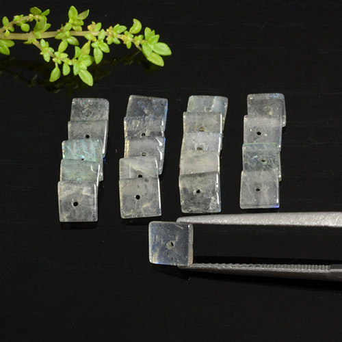 Pedras preciosas de Labradorita Multicolorido natural de 8.86 ct, Quadrado, Translúcido