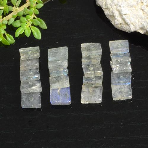 Pedras preciosas de labradorita multicolorido natural de 4,89 ct, quadrado, transparente