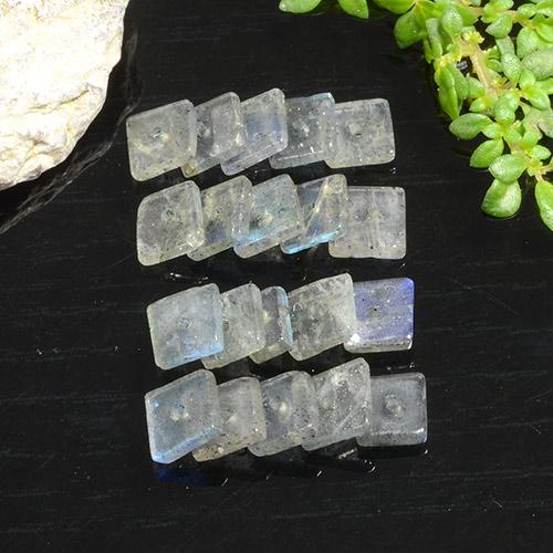 Pedras preciosas de labradorita multicolorido natural de 4,89 ct, quadrado, transparente
