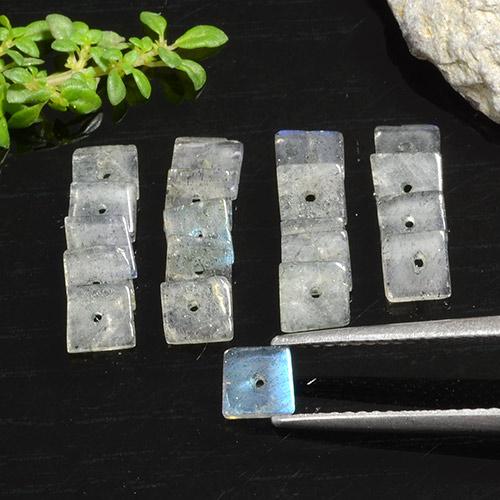 Pedras preciosas de labradorita multicolorido natural de 4,89 ct, quadrado, transparente