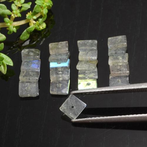 Pedras preciosas de labradorita multicolorido natural de 4,50 ct, quadrado, translúcido