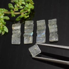 Pedras preciosas de labradorita multicolorido natural de 5,30 ct, quadrado, translúcido