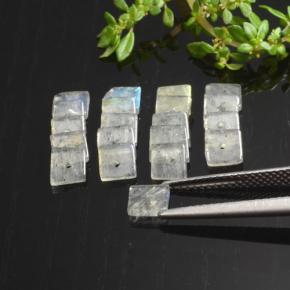 Pedras preciosas de labradorita multicolorido natural de 5,30 ct, quadrado, translúcido