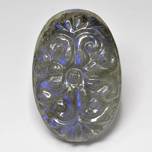 Labradorita multicolorido natural 36,75ct, corte oval, translúcido