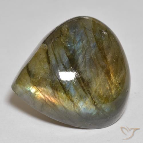 Labradorita Multicolorido Natural 28.38ct, Formato de pêra, Opaco