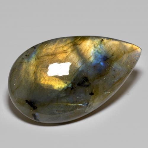 Labradorita multicolorido natural 45,68ct, formato de pêra, opaco
