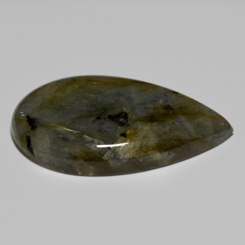 Labradorita multicolorido natural 45,68ct, formato de pêra, opaco
