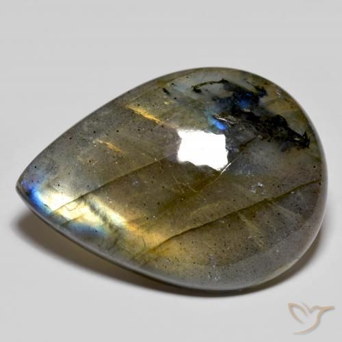 Labradorita Multicolorido Natural 39.55ct, Formato de pêra, Opaco