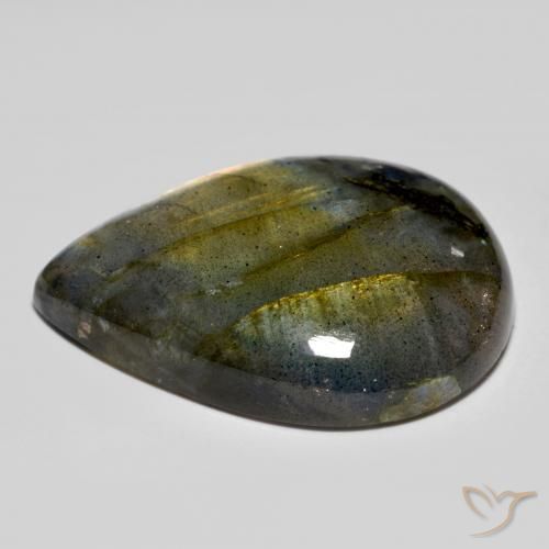 Labradorita Multicolorido Natural 39.55ct, Formato de pêra, Opaco