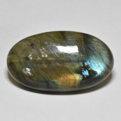 Labradorita multicolorido natural 32,48ct, corte oval, translúcido