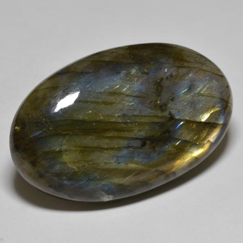 Labradorita multicolorido natural 76,91ct, corte oval, translúcido