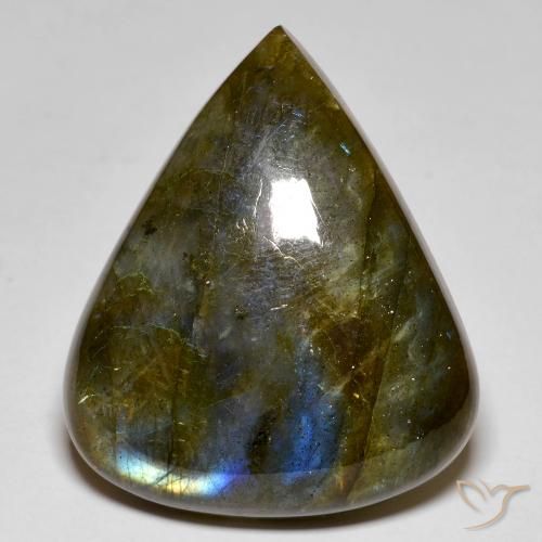 Labradorita Multicolorido Natural 40.89ct, Formato de pêra, Opaco