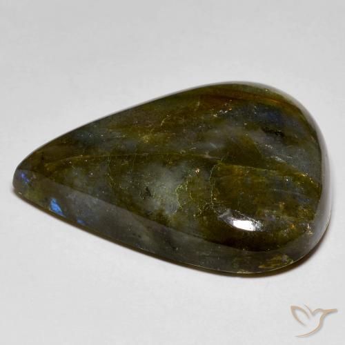 Labradorita Multicolorido Natural 40.89ct, Formato de pêra, Opaco