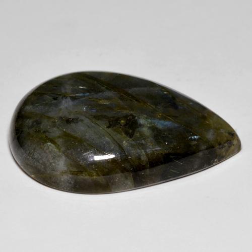 Labradorita multicolorido natural 78,89ct, formato de pêra, opaco