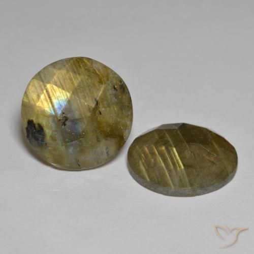 Pedras preciosas de Labradorita Multicolorido natural de 12.07 ct, Redondo, Translúcido