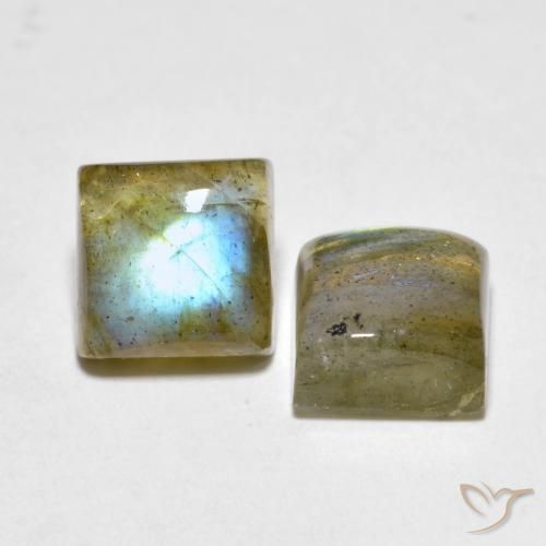 Pedras preciosas de Labradorita Multicolorido natural de 4.61 ct, Quadrado, Translúcido