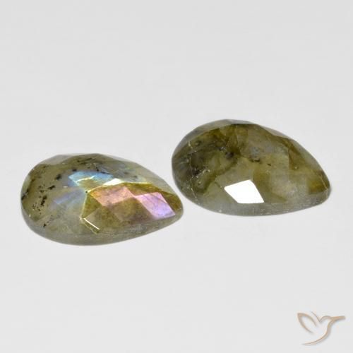Pedras preciosas de Labradorita Multicolorido natural de 15.67 ct, Formato de pêra, Translúcido