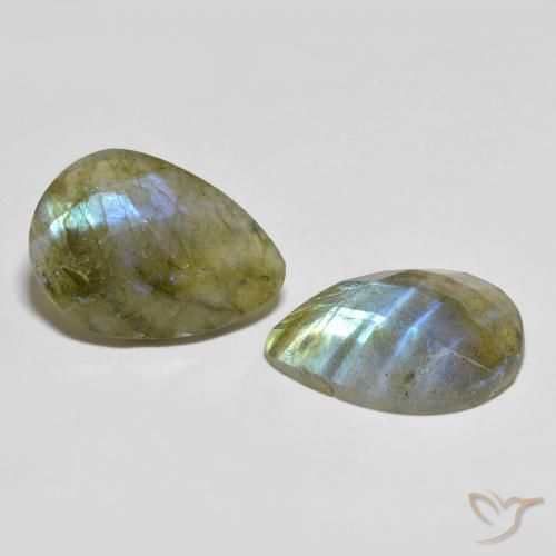 Pedras preciosas de Labradorita Multicolorido natural de 14.77 ct, Formato de pêra, Translúcido