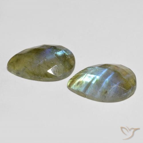 Pedras preciosas de Labradorita Multicolorido natural de 14.77 ct, Formato de pêra, Translúcido