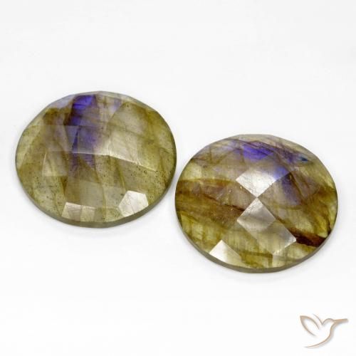 Pedras preciosas de Labradorita Multicolorido natural de 24.86 ct, Redondo, Translúcido