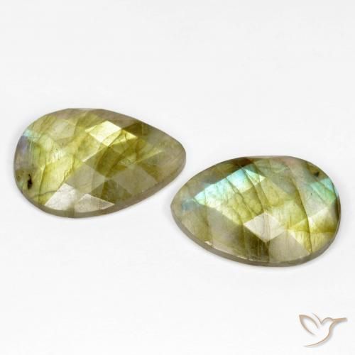 Pedras preciosas de Labradorita Multicolorido natural de 12.66 ct, Formato de pêra, Translúcido