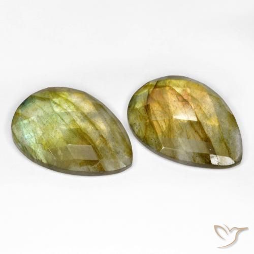 Pedras preciosas de Labradorita Multicolorido natural de 21.21 ct, Formato de pêra, Translúcido