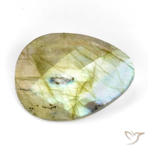 7.84ct Natural Multicolorido Labradorita, Formato de pêra, Translúcido