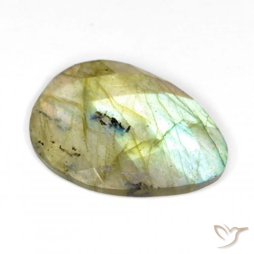 Labradorita Multicolorido Natural 7.84ct, Formato de pêra, Translúcido