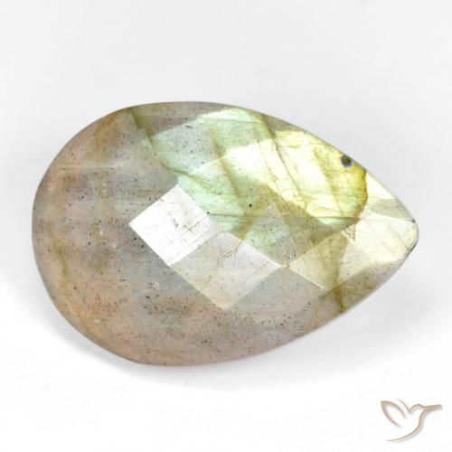 Labradorita Multicolorido Natural 11.53ct, Formato de pêra, Translúcido