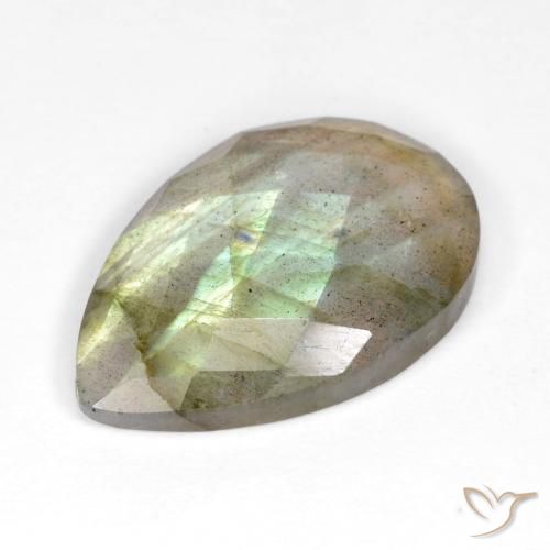 Labradorita Multicolorido Natural 11.53ct, Formato de pêra, Translúcido