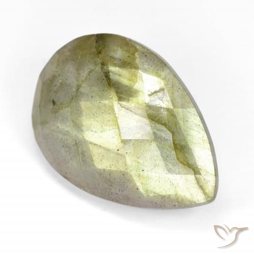 Labradorita Multicolorido Natural 11.84ct, Formato de pêra, Translúcido