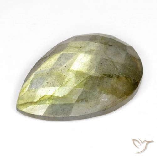 Labradorita Multicolorido Natural 11.84ct, Formato de pêra, Translúcido