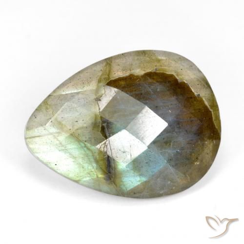 Labradorita Multicolorido Natural 9.87ct, Formato de pêra, Translúcido