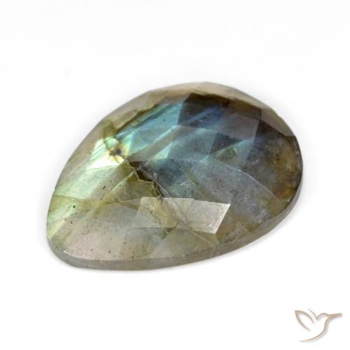 Labradorita Multicolorido Natural 9.87ct, Formato de pêra, Translúcido