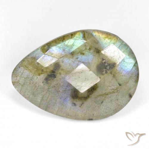 11.15ct Natural Multicolorido Labradorita, Formato de pêra, Translúcido