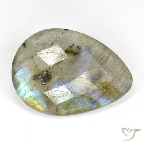 Labradorita Multicolorido Natural 11.15ct, Formato de pêra, Translúcido