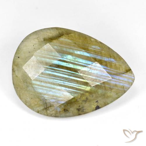 9.93ct Natural Multicolorido Labradorita, Formato de pêra, Translúcido