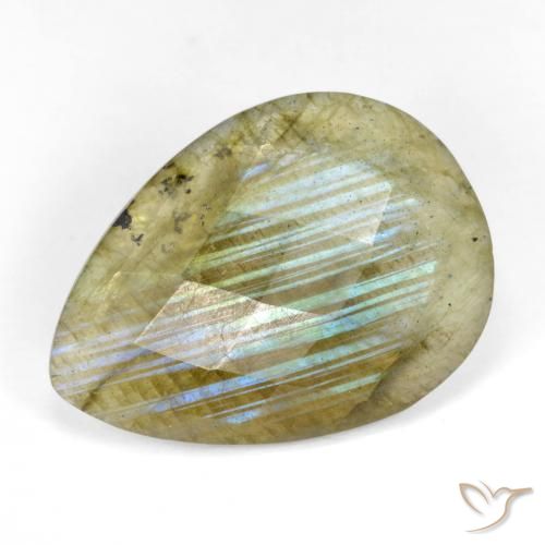 Labradorita Multicolorido Natural 9.93ct, Formato de pêra, Translúcido