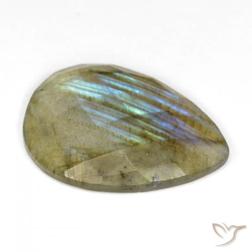 Labradorita Multicolorido Natural 9.93ct, Formato de pêra, Translúcido