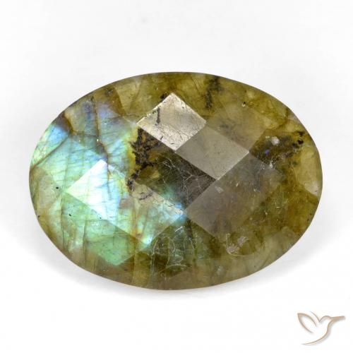 11.59ct Natural Multicolorido Labradorita, oval, Translúcido