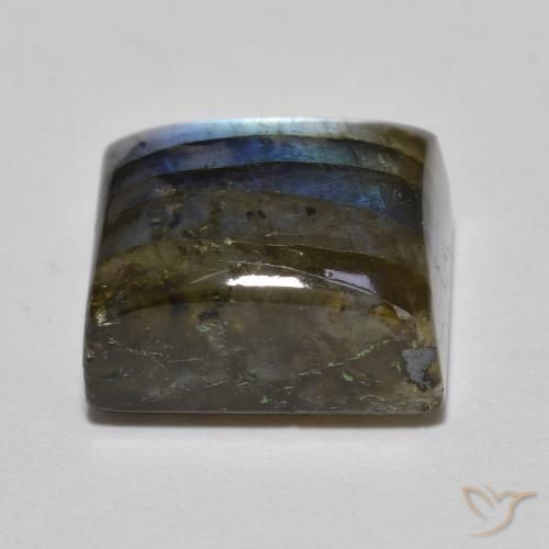 Labradorita Multicolorido Natural 8.93ct, Quadrado, Translúcido