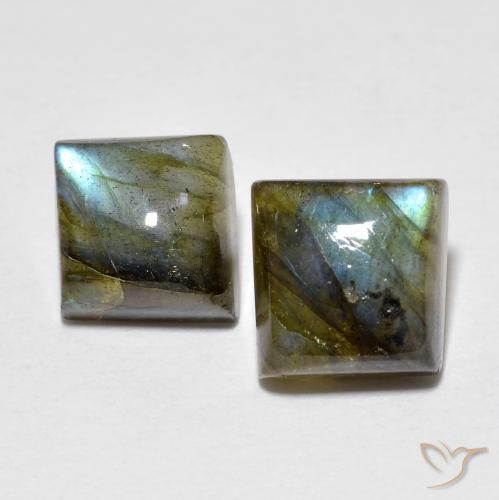 4.02ctw Natural Multicolorido Labradorita, Quadrado, Transparente