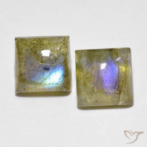 3.96ctw Natural Multicolorido Labradorita, Quadrado, Transparente