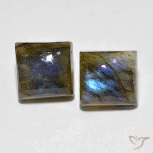4.02ctw Natural Multicolorido Labradorita, Quadrado, Transparente