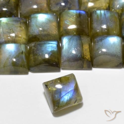 Labradorita Multicolorido Natural 1.46ct, Quadrado, Translúcido