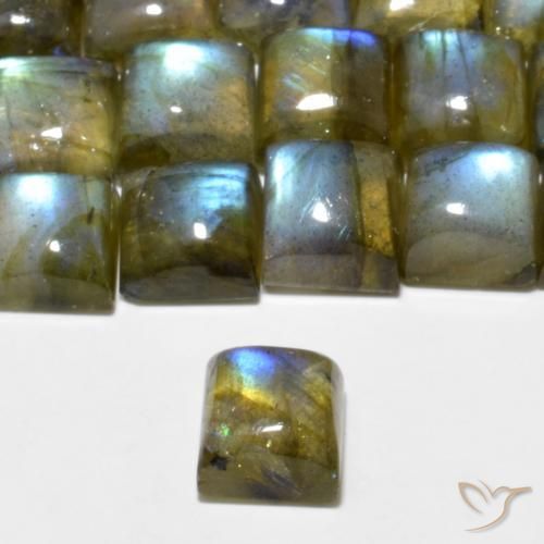 Labradorita Multicolorido Natural 1.46ct, Quadrado, Translúcido