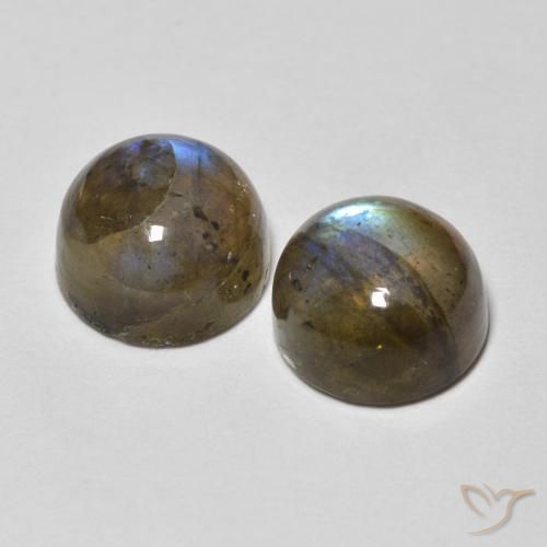 Pedras preciosas de Labradorita Multicolorido natural de 3.72 ct, Redondo, Translúcido