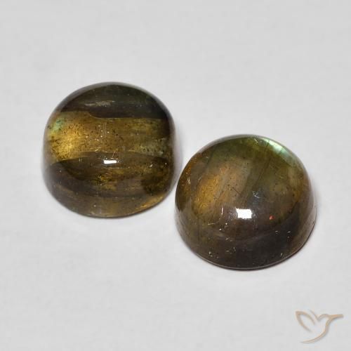 Pedras preciosas de Labradorita Multicolorido natural de 3.39 ct, Redondo, Translúcido