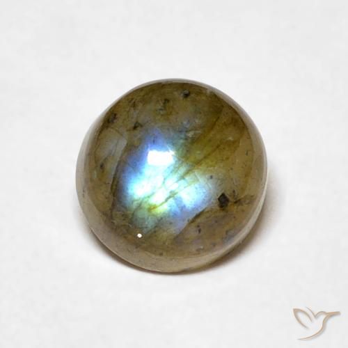 1.12ct Natural Multicolorido Labradorita, Redondo, Translúcido