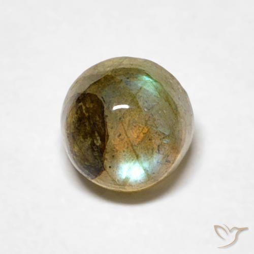0.80ct Natural Multicolorido Labradorita, Redondo, Translúcido